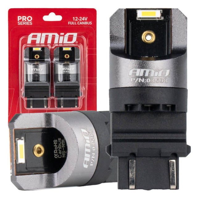 AMiO LED CANBUS PRO serie P27/7W 2x3157 SMD Wit 12V 24V - VCTparts.nl