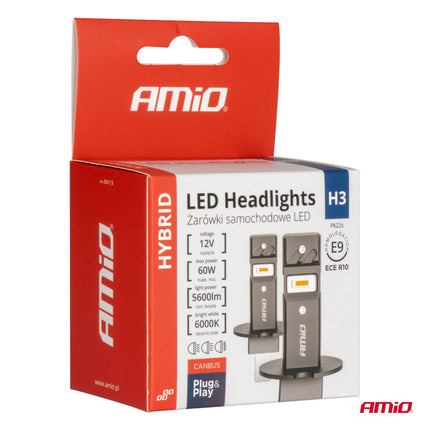AMIO LED H3 Koplampen Hybrid Series 6000K Canbus 60W – Krachtige en Stijlvolle Autoverlichting - VCTparts.nl