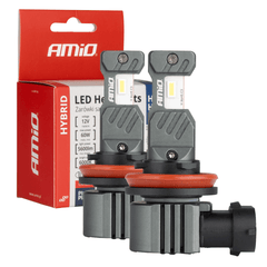 AMiO LED H8/H9/H11 Koplampen/Mistlampen Hybrid series Wit 6000K - 5600LM Canbus 60W - VCTparts.nl