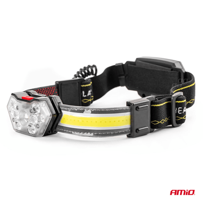 Amio LED lampe à tête avec une batterie rechargeable et 5 modes de lumière - 6500k lumière blanche