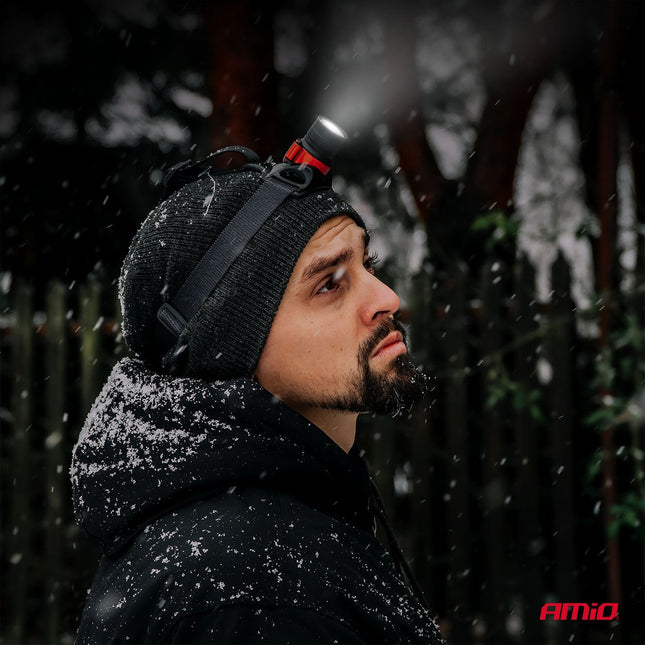 AMiO LED Hoofdlamp T6 3600mAh Met Bewegingssensor Zoomfunctie en ABS+Aluminium Behuizing - voor Werk Outdoor en Noodsituaties - VCTparts.nl