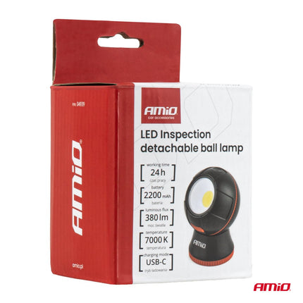 AMiO LED Inspectielamp met COB-technologie 4W 2200mAh Afneembaar - Werklamp voor Garage en Werkplaats AMiO 8