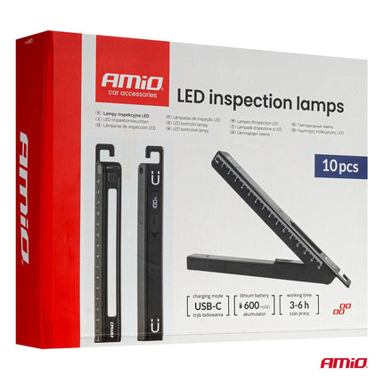 AMiO AMiO LED Inspectielampen Set 10x XTE+SMD 600mAh met Compact Ontwerp - USB Oplaadbaar en Multi - Lichtmodi - Voor Werkplaats Shop en Noodsituaties AMiO 12