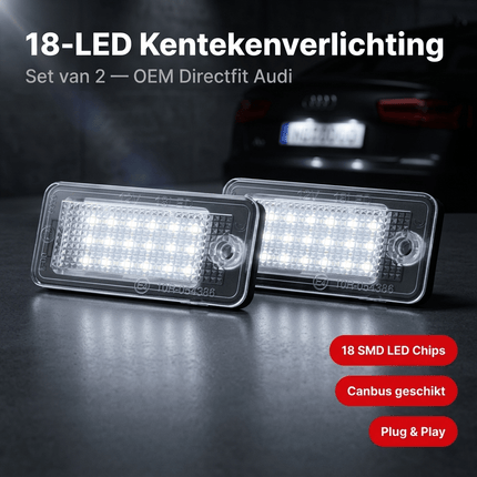 AMiO AMiO LED Kentekenverlichting CLP01 voor AUDI A3/A4/A5/A6/A8/Q7 – Canbus Foutvrij – Plug en Play Set van 2 Nummerplaatverlichting AMiO 2
