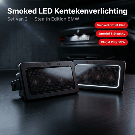 AMiO AMiO LED Kentekenverlichting CLP02 HP SMOKED voor BMW – High Power LED – Canbus Foutvrij – Plug en Play Set van 2 Nummerplaatverlichting AMiO 2