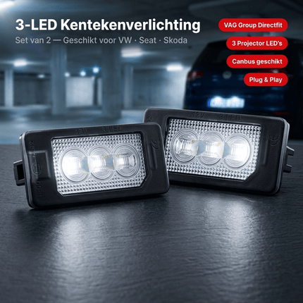 AMiO AMiO LED Kentekenverlichting CLP03 HP VAG – High Power LED – Canbus Foutvrij – Plug en Play Set van 2 Nummerplaatverlichting Lampen Seat Skoda Audi Volkswagen VW AMiO 2