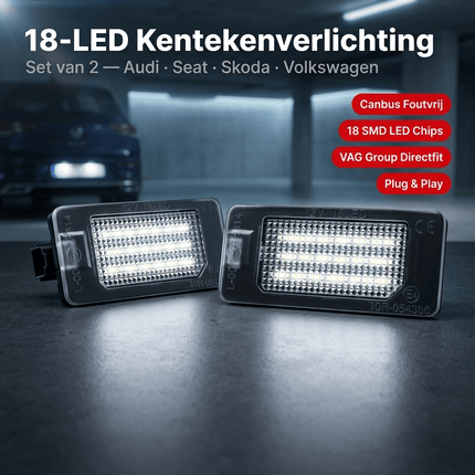 AMiO AMiO LED Kentekenverlichting CLP03 VAG – Canbus Foutvrij – Plug en Play LED Set van 2 Nummerplaatverlichting Lampen Seat Skoda Audi Volkswagen VW AMiO 2