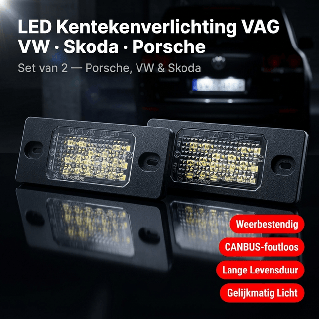 AMiO AMiO LED Kentekenverlichting CLP11 PORSCHE en VAG – Set van 2 - Nummerplaatverlichting Lampen voor VW, Skoda en Porsche AMiO 2