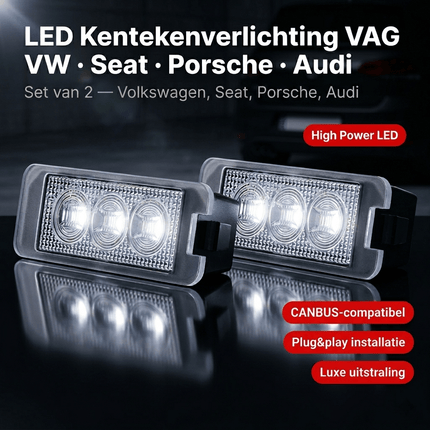 AMiO AMiO LED Kentekenverlichting CLP12 HP MAN, SEAT en VW – Set van 2 - High Power LED - Nummerplaatverlichting Lampen voor VAG, Porsche en Audi AMiO 2