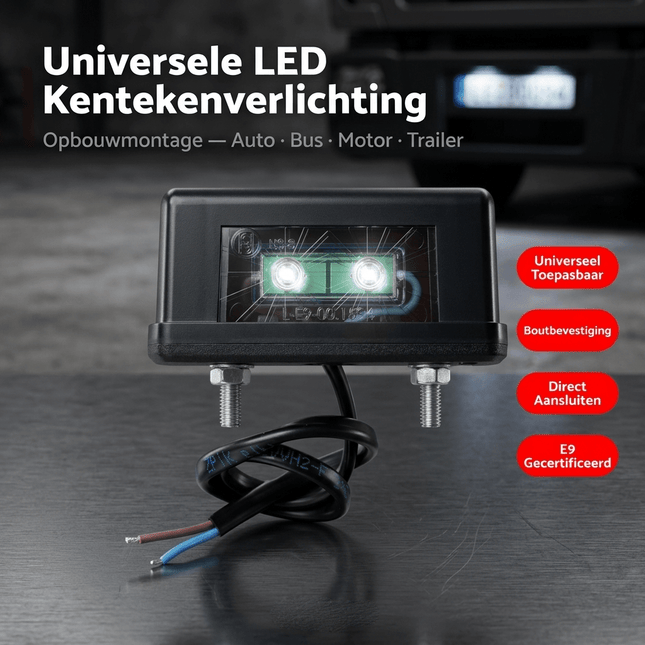 AMiO AMiO LED Kentekenverlichting Universeel Opbouw met Boutaansluiting – Nummerplaatlamp Auto Bus Motor 1 stuk AMiO 2