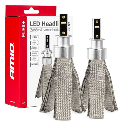 Phares à LED Amio Flex + série H3 Canbus 6000K 12-24V DIMLIGHTS BLANC