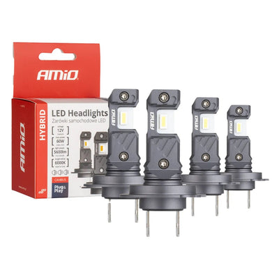 Phares à LED Amio + Great Liche Series H7 (H18) Blanc 6000K - 5600lm Canbus 60W 4 pièces