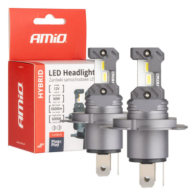AMiO LED Koplampen Hybrid series H4 (H19) Wit 6000K - 5600LM Canbus 60W