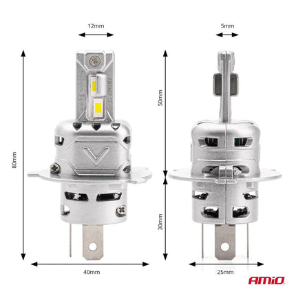 AMiO LED Koplampen X2 - serie H4/H19 Dimlichten Wit - VCTparts.nl