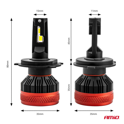 AMiO LED Koplampen X3serie H4/H19 Dimlichten Wit - VCTparts.nl