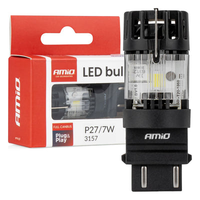 AMiO LED Lamp LumiTec 3157 P27/7W 12V FULL CANBUS – Krachtige Witte LED Vervanger (1 stuk)