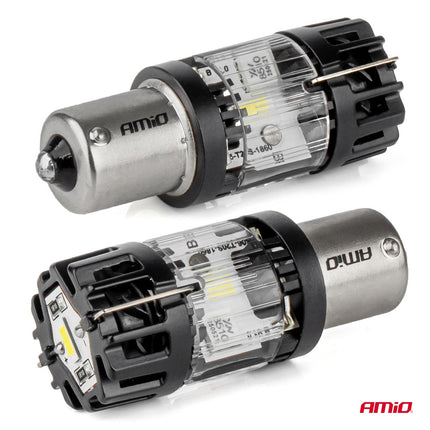 AMiO LED Lamp LumiTec BA15S P21W 12V FULL CANBUS – Helder Wit LED Vervanger (1 stuk) - VCTparts.nl