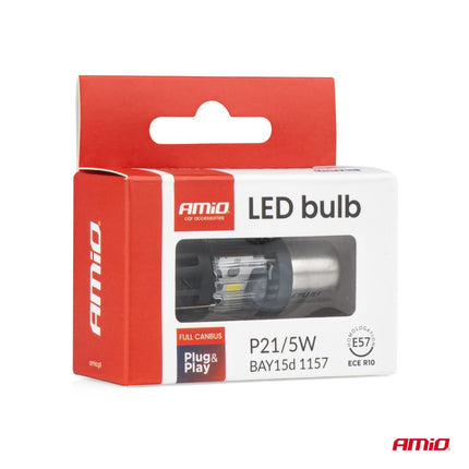 AMiO LED Lamp LumiTec BAY15D P21/5W 12V FULL CANBUS – Helder Wit LED Vervanger (1 stuk) - VCTparts.nl