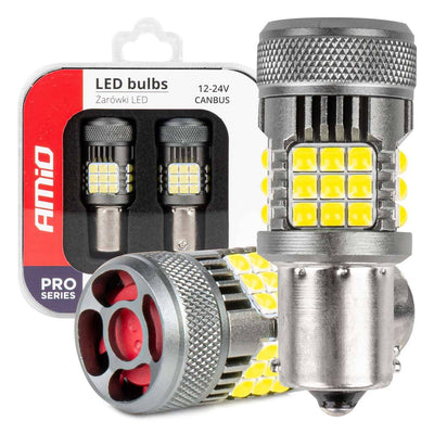 Amio LED lampes Canbus Pro Series 1156 BA15S P21W R10W R5W 36x3030 Ventilateur SMD blanc 12V / 24V