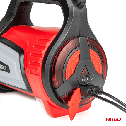 AMiO LED Nood Zoeklicht Handlamp met Geïntegreerde Oplaadbare Batterij 400LM Zwart - Rood - VCTparts.nl