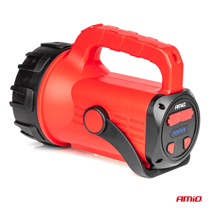 AMiO LED Nood Zoeklicht Handlamp met Geïntegreerde Oplaadbare Batterij 400LM Zwart - Rood - VCTparts.nl