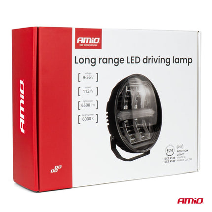 AMiO LED Werklicht Verstraler 112W 12V - 24V Lange - afstandslamp met Positielicht voor Vrachtwagen, Offroad, Bouw en Landbouw - VCTparts.nl