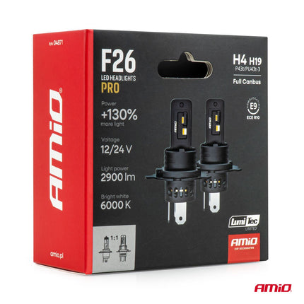 AMiO AMiO LumiTec F26 Night Breakers H4 H19 +130% PRO LIMITED LED Koplampen - 70W 12V 24V FULL CANBUS Dimlicht Grootlicht AMiO 7