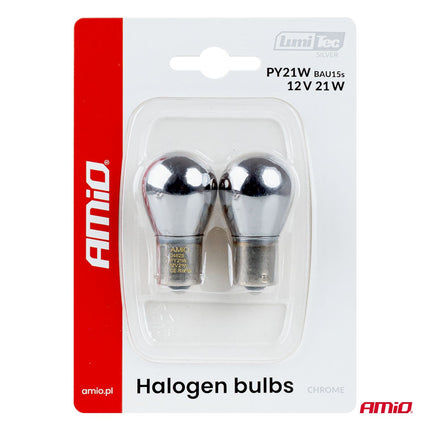 AMiO LumiTec PY21W Chrome Off - Road Halogeen Autolampen – Trillings - en Hittebestendig BAU15s 12V 21W (2 stuks) - VCTparts.nl