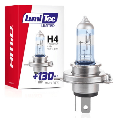 AMiO LumiTec Silver Halogeen Dimlicht +130% H4 12V 55W (1 stuk)