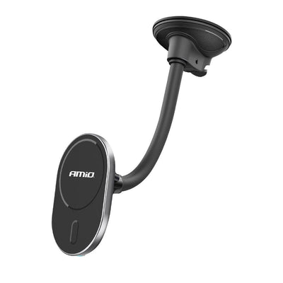 Porte-voiture magnétique Amio avec chargeur sans fil 15 W et Magsafe - bras réglable et ventou