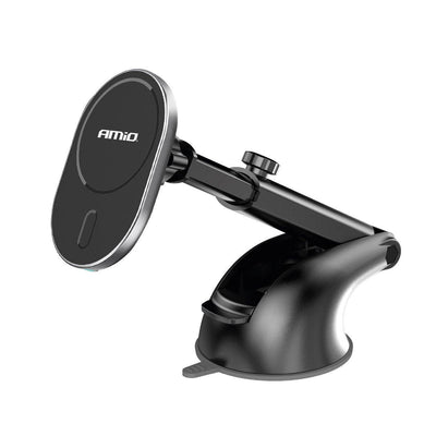 Porte-voiture magnétique Amio avec chargeur sans fil 15W Qi et Magsafe - bras réglable et tassement noir