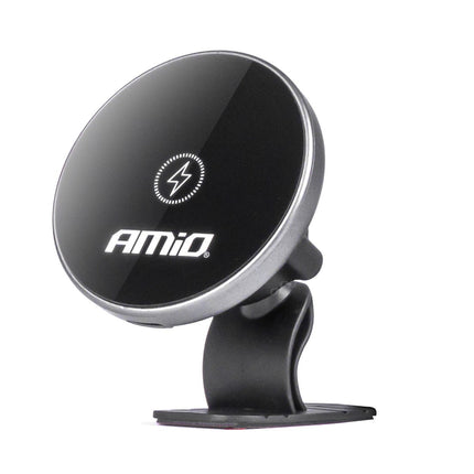 AMiO Magnetische Telefoonhouder met 15W Qi Draadloze Oplader en MagSafe Verstelbare 360° Montage op Dashboard of Cockpit zwart - VCTparts.nl