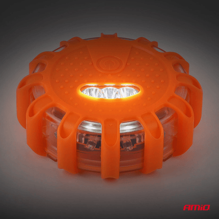 AMiO Magnetische Verkeer Noodgeval Waarschuwings - disk 16LED 3xAAA IP65 (12SMD + 3SMD) Oranje - VCTparts.nl