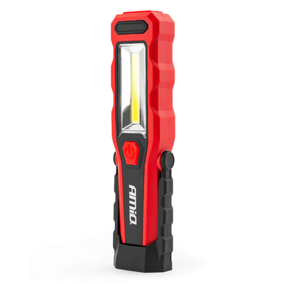 Amio Magnetic Work Lampe Inspection Auto Lampe de poche avec 12/24 V & 230V Charger Red-Zwart