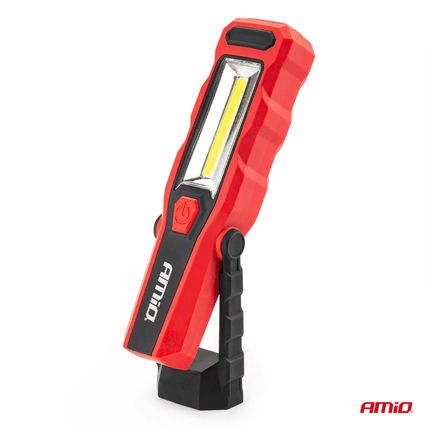 AMiO Magnetische Werklamp Inspectie Auto Zaklamp met 12/24v & 230v Lader Rood - Zwart - VCTparts.nl