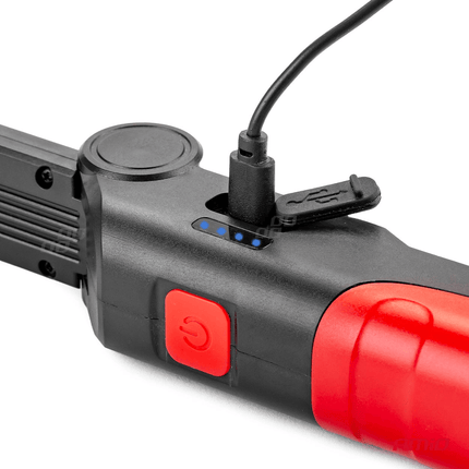 AMiO Magnetische Werklamp Inspectie Auto Zaklamp met Draadloze Lader Rood - Zwart - VCTparts.nl