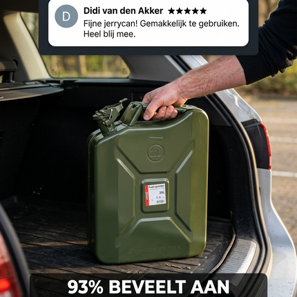 AMiO Metal Jerrycan 20L – UN-Gecertificeerde Metalen Brandstofcan Groen - Stalen Noodopslag Emergency Fuelcan Diesel Benzine