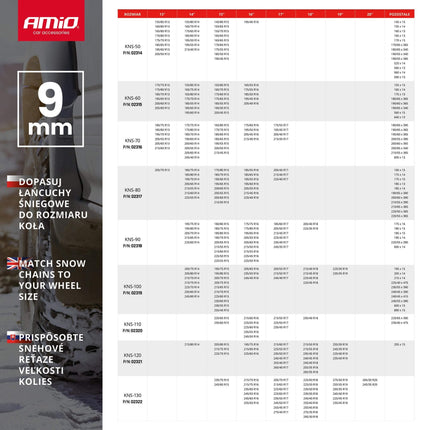 AMiO Ö - Norm Sneeuw Kettingen Gehard Staal 9mm + BAG KNS - 130 - VCTparts.nl