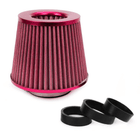 AMiO Open Luchtfilter Sport Filter met Cold Air Intake & 3 Adapters Rood - VCTparts.nl