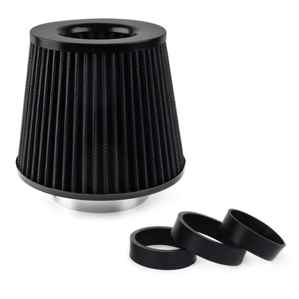 AMiO Open Luchtfilter Sport Filter met Cold Air Intake & 3 Adapters Zwart - VCTparts.nl