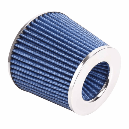 AMiO Open Luchtfilter Sport Filter met Cold Air Intake Blauw - Chrome [Sportfilter Powerfilter Universeel] - VCTparts.nl