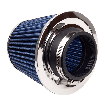 AMiO Open Luchtfilter Sport Filter met Cold Air Intake Blauw - Chrome [Sportfilter Powerfilter Universeel] - VCTparts.nl