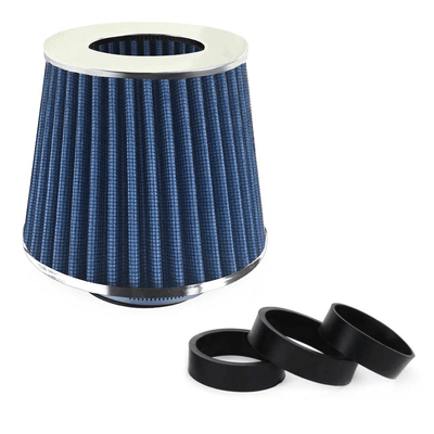 AMiO Open Luchtfilter Sport Filter met Cold Air Intake Blauw - Chrome [Sportfilter Powerfilter Universeel]
