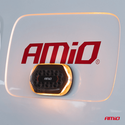 AMiO Oranje LED Batterij Zwaailicht Noodverlichting met Afstandsbediening en Dubbele Magneet 12/24V Oplaadbaar - VCTparts.nl