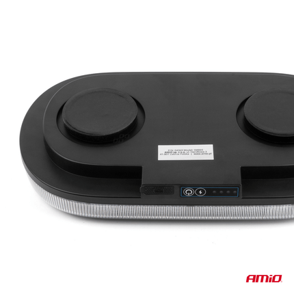 AMiO Oranje LED Batterij Zwaailicht Noodverlichting met Afstandsbediening en Dubbele Magneet 12/24V Oplaadbaar - VCTparts.nl