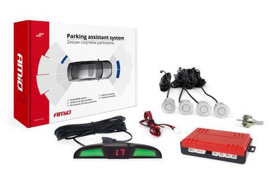 AMiO Parkeerhulpsysteem LED COB 4 sensor zilver