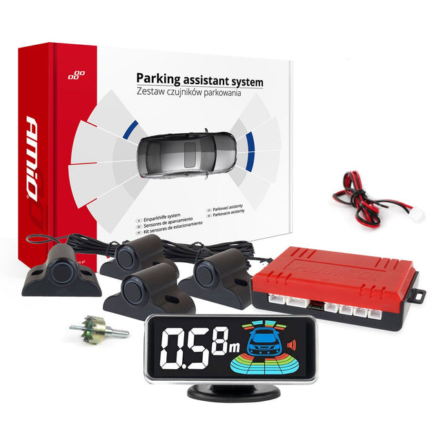 AMiO AMiO Parkeerhulpsysteem LED - GRAF 3D 4 sensor zwart TRUCK 19mm AMiO 4