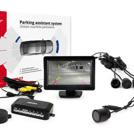 AMiO AMiO Parkeerhulpsysteem TFT01 4 3 inch LCD Beeldscherm - HD301IR Camera 4 Sensoren Zwart AMiO 1