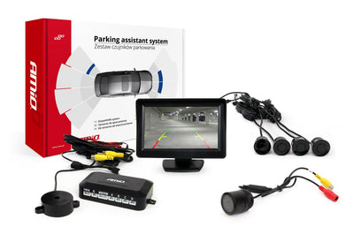 AMiO Parkeerhulpsysteem TFT01 4 3 inch LCD Beeldscherm - HD301IR Camera 4 Sensoren Zwart