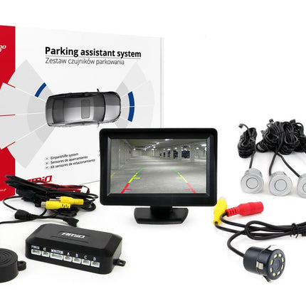 AMiO AMiO Parkeerhulpsysteem TFT01 4 3 inch LCD Beeldscherm - HD315 LED Camera 4 Sensoren Zilver AMiO 1